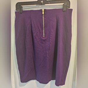 Womens sz8 Knee-Length Purple Pencil Skirt Work Gold Zipper Spring Summer Career